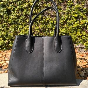 Elegant Black Leather Tote Bag